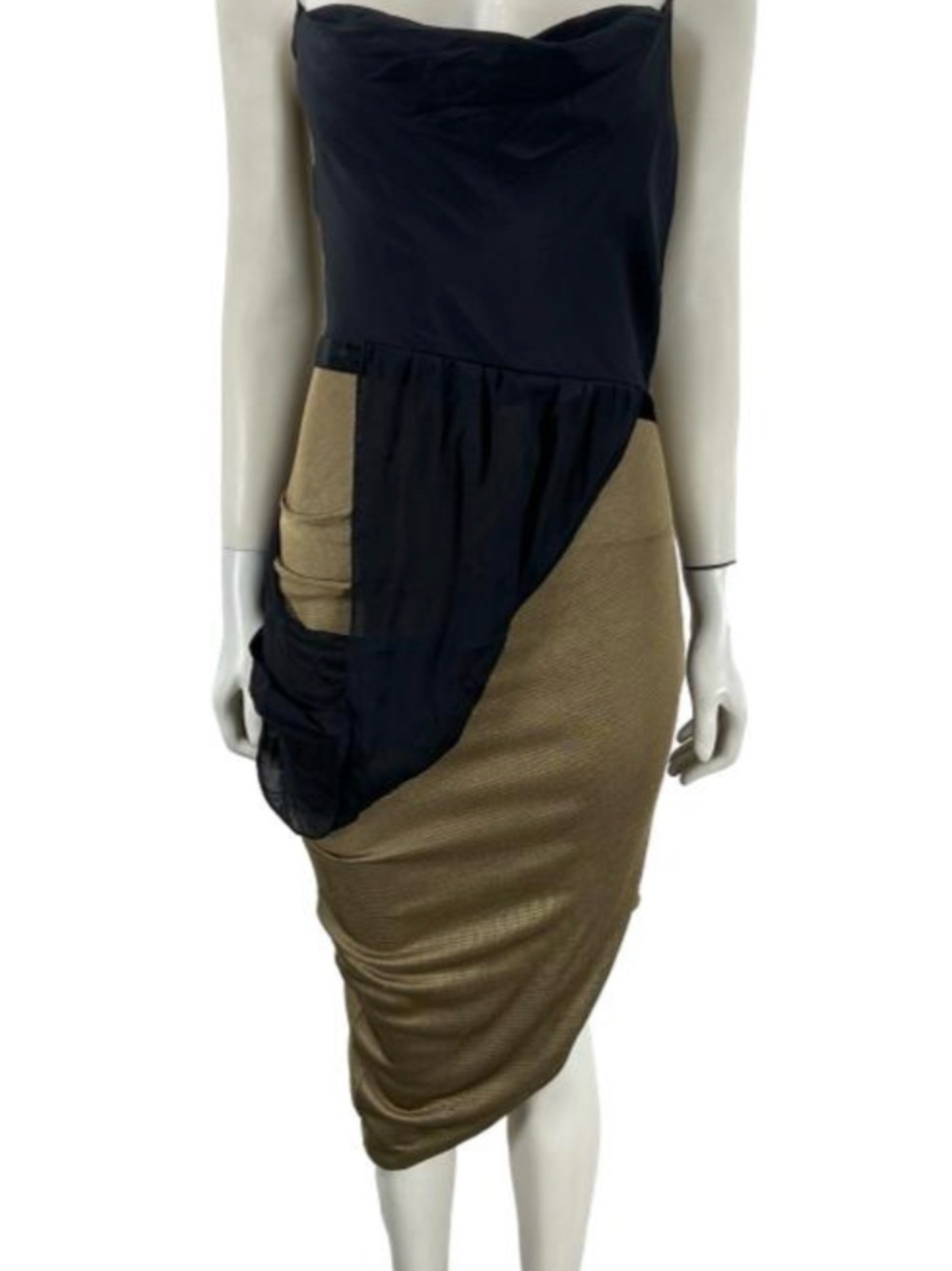 ♥️ Alexander Wang Black and Gold  Asymmetric Draped Dress